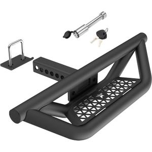 Hitch Step for 2" Hitch Receiver,Heavy-Duty Steel Tow Hitch Step Trailer for Truck/Car/SUV Vehicles,Rear Bumper Guard Protector with Pin Lock & U-Bolts Stabilize