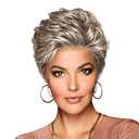 OUT THE DOOR Short And Sassy Boy Cut Wig, Shake and Go Style Designer Series by Hairuwear, Average Cap Size, GF119 Silver And Smoke