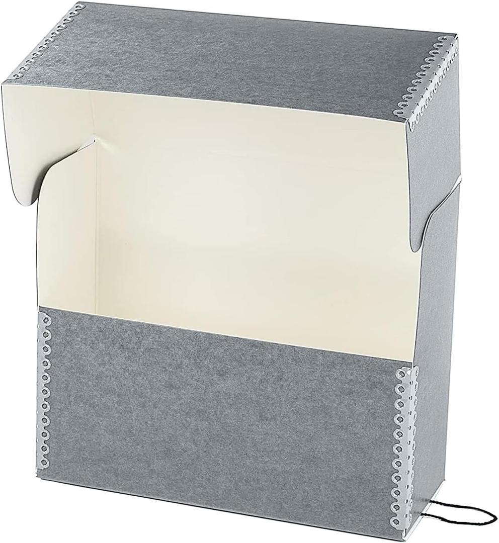 Lineco Archival Document Storage Box with Metal Edge, Acid-Free Gray Boxboard, Organize and Store Files, Prints, Photos, Legal-Sized Case 15.5" x 10.5" x 5" Wide