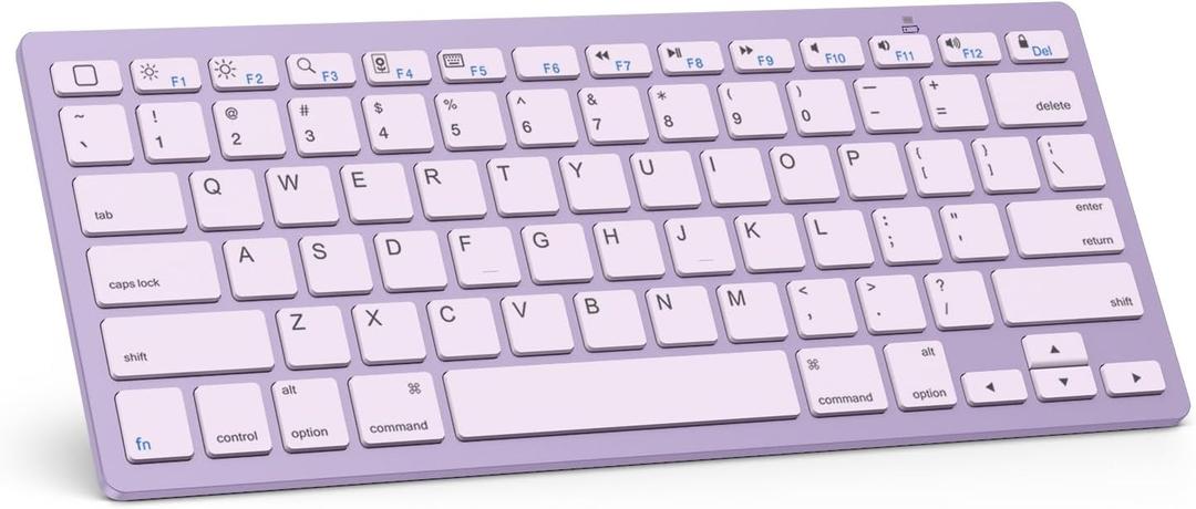 OMOTON Ultra-Slim Bluetooth Keyboard for iPad 11th/10th/9th/8th/7th, iPad Pro/Air/Mini and iPhone Series, Wireless iOS Keyboard with 12 Multimedia Keys for Office, Home, Travel, School, Purple