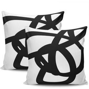 KELEMO Home Set of 2 Pillow Case Black White Abstract Art Modern Throw Pillow Covers Cushion Decorative Pillowcase Square 18 x 18 Inches