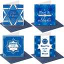 12 Pack Blue Bar Mitzvah Cards Bat and Bar Mitzvah Boxed Paper Star of Design Congratulations Jewish Greeting Cards with Envelopes