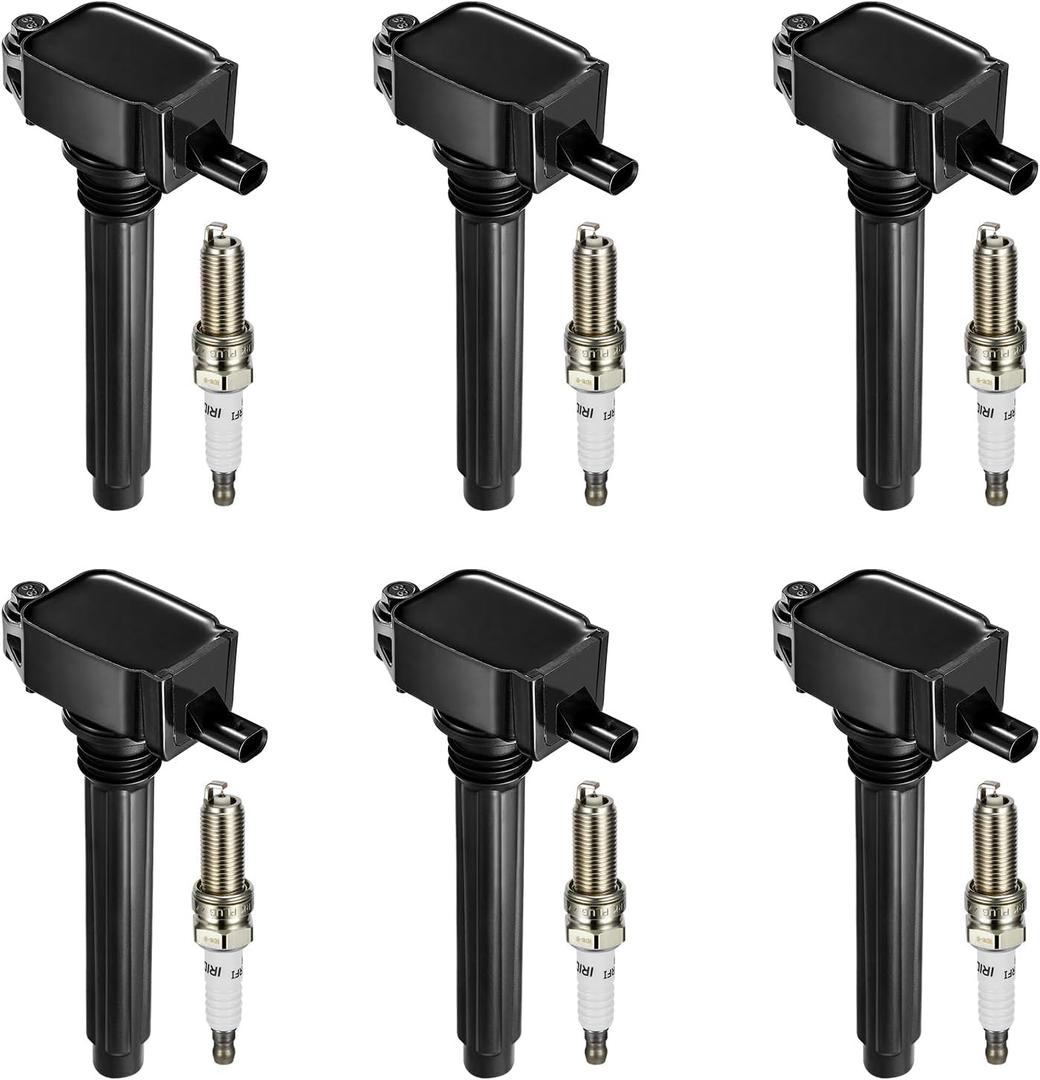 BDFHYK Ignition Coil Pack UF648 and Iridium Spark Plug 97390 Compatible with Jeep Grand Cherokee 2011-2015 Jeep Wrangler Dodge Charger Grand Caravan 2016 Chrysler 200 300 Jeep Coil Pack 3.6L Set of 6