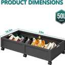 WISUCART Wood Under Bed Storage Containers Underbed Organizer with Wheels Sturdy Wood Rolling Under Bed Shoe Storage Organizer 2 Packs (Black, Large)