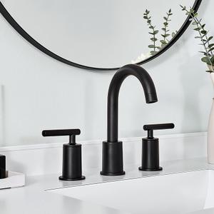 ANDY STAR Black Bathroom Faucet 3 Hole, 8 Inch Widespread Bathroom Faucet with Pop Up Drain, 360 Swivel Spout, Modern 2 Handle Vanity Faucet with cUPC Supply Lines