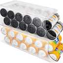 Standard & Skinny Can Organizer for Refrigerator, Stackable Soda Pop Holder Dispenser With Lid for Fridge Pantry Rack Freezer, Clear Plastic Storage Bins-Holds 12 Cans Each