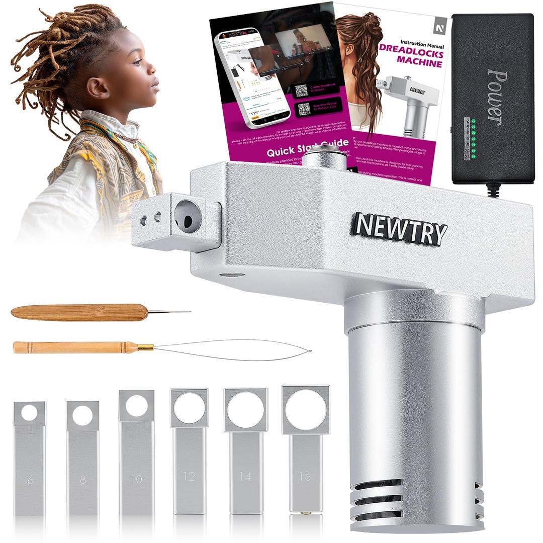 NEWTRY Dreadlocks Machine with Multiple Tools 6/8/10/12/14/16mm (0.2/0.31/0.39/0.47/0.55/0.63in)