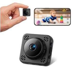 Shibet Hidden Camera, Mini Nanny Cam Wireless with Free Cloud, 2K HD Security Camera WiFi/Offline Recording, Motion Detection & Night Vision for Pet/Baby Monitor with Magnetic Mount