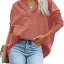 PRETTYGARDEN Women's Casual Long Sleeve Lapel Zipper Sweatshirt Drawstring Loose Pullover Tops (S)