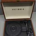 Victrola Journey Bluetooth Portable Suitcase Record Player  with Built-in Speakers, 3 Speed Vinyl Record Player, RCA Out, Headphone Jack (Brown)