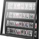 36 Graded Sports Card Display Case - Baseball Card Display Frame Lockable for, Football, Basketball, Hockey & Trading Cards - UV Protection & Clear Acrylic, Black