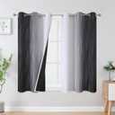 Estelar Textiler Black and Greyish White Blackout Curtains 45 Inch Length, Light Blocking Gradient Drapes for Bedroom, Thermal Insulated Grommet Ombre Curtains for Bathroom,42Wx45L,2 Panels