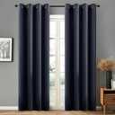 Navy Blue Curtains 96 Inch, Solid Color Blackout Curtains with Grommets for Bedroom 2 Panels Cotton Polyester Room Curtains, 54 x 96 Inches