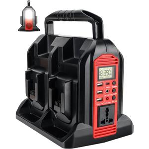 Taingwei 350W Power Inverter for Milwaukee M18 18V Battery, 4-Ports DC 18V to AC 110-120V Pure Sine Wave Battery Inverter with 3 USB-A Port, 1 USB-C Port,LED Light for Camping Emergency(Tool Only)