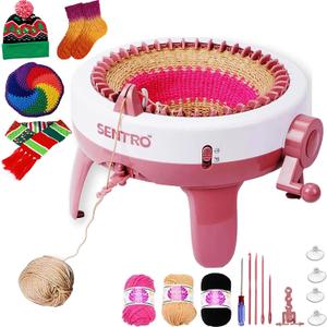 Cyandream Sentro 40 Needles Knitting Machine for Adults and Beginners, Smart Automatic Circular Knitting Loom Crochet Machine Kit for Scarves,Hat,Sock,Gloves,Sweater