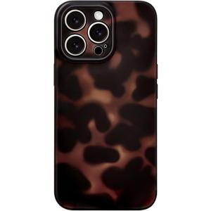 Hython for iPhone 12 Pro Case Cute Matte Amber Leopard Print Cheetah Pattern Tortoise Shell Phone Cases for Women Men, Slim Anti-Scratch Soft TPU Bumper Shockproof Rubber Protective Cover, Brown Amber