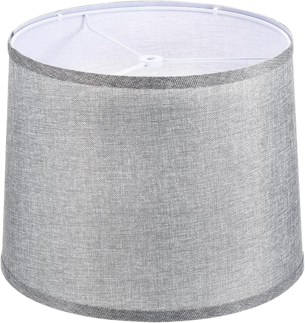 PATIKIL Lamp shades for Table Lamps 11.4" Top x 12.6" Bottom x 9.8" High Drum Lamp shades for Floor Lamps Medium Linen Lampshade Easy Assembly for Lamp Replacement, Gray