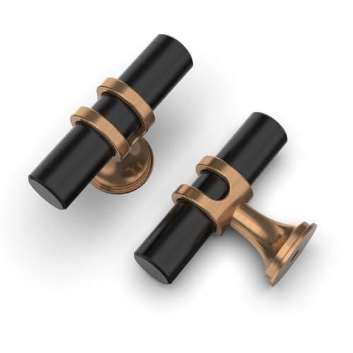 Asidrama 10 Pack Champagne Bronze and Matte Black Kitchen Cabinet Knobs Cabinet Hardware Zinc Knobs for Dresser Drawers