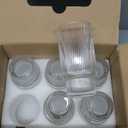 Ribbed Glassware Set of 12, Glass Cups 12 oz and 7 oz, Fluted Glassware, Stackable Glasses, Cups for Kitchen, Gift Box Set