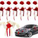 13Pcs Car Decorations Set with Suction Cups - Wedding Party Flower Kit - Artificial Rose Flowers for Car Decor