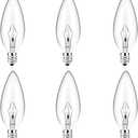 60 Watt Clear Candelabra Base (E12) 110V_120V,Flame Shaped Incandescent Chandelier Light Bulbs,Dimmable, Warm White (6)