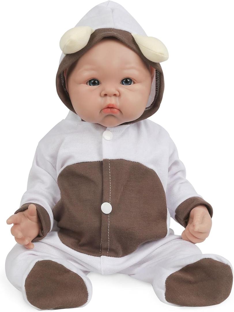 Vollence 19 inch Silicone Baby Dolls Girl Weighted 7.26 lb,[NOT Vinyl],Silicone Full Body Reborn Realistic Lifelike Real Life Newborn Soft Babies with Feeding Kit & Gift Box for Kids Age 3+