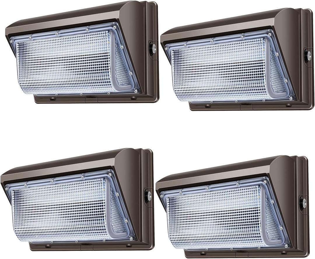 ledmo 120W LED Wall Pack Light 4 Pack Dusk to Dawn with Photocell Outdoor Commercial Industrial Lights 840W HPS HID Equivalent 5000K Security Flood Lighting for Buildings,Warehouse, Parking,Yard
