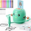 Interactive Educational Drawing Robot for Kids - Montessori Learning Toy with 150 Word Cards, Voice Interaction, Ages 5+ (Green)