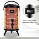 Hot Beverage Dispenser, Stainless Steel Insulated Beverage Dispenser Cold and Hot Drink dispenser with Thermometer3.2-Gallons 12 Liters Water Dispenser with Spigot for Tea & Coffee