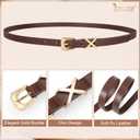 JASGOOD Women Skinny Leather Belt for Pants Jeans Ladies Thin Waist Belt for Dress (Suit for waist size 27"-31", A-black+brown+white+coffee)