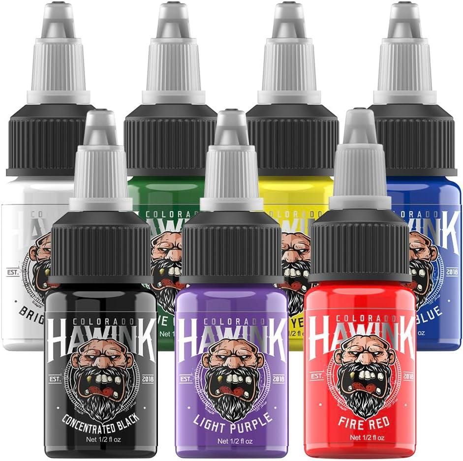 HAWINK Tattoo Ink Set 1/2oz (15ml) Tattoo Supply Ink USA 7 Colors Pigment Kit TI203-15-7