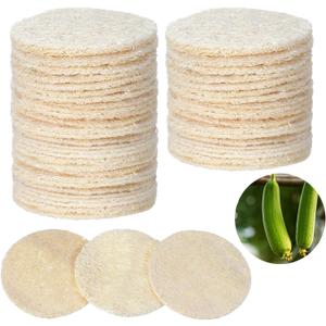 110 Pcs Natural Loofah Exfoliating Face Pads – 2.36 Inch Round Face & Body Scrubber Pads for Men & Women – Gentle Exfoliation, Dead Skin Removal, Bulk Loofah Sponges for Bath, Shower and Spa
