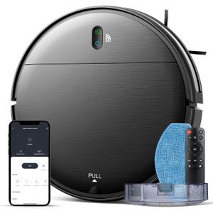 Robot Vacuum and Mop Combo, 2 in 1 Mopping Robot Vacuum Cleaner with Schedule, Wi-Fi/Voice/App, Strong Suction, Easy of Use, Self-Charging Robotic Vacuum, Slim, Ideal for Hard Floor, Pet Hair, Carpet (Brown)
