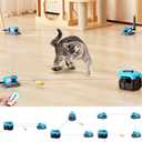 AsFrost Upgraded Interactive Cat Toy for Indoor Cats, Auto/Manual Control DIY Cat Feather Mouse Toy Treadmill for Bored Kitten Puppy Play Chase Run Exercise Hunting Mental Stimulation-Sky Blue
