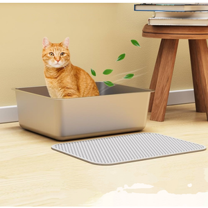 UWANGPET Stainless Steel Cat Litter Box,Odour Proof Litter Pan, Non-Stick, Easy to Clean, Rust Resistant, Non-Slip Rubber Feet
