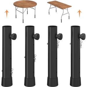 4 Pack Table Leg Extenders - 3 Levels Heights Adjustable Table Risers for Folding Tables, Rises 2/4/6 Inch, Suitable for Sewing Room, Puzzle Desk(Black)