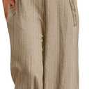 YESNO Women's Casual Corduroy Overalls Adjustable Straps Baggy Pants Wide Leg Jumpsuits with Pockets PC2 (Beige, XL)