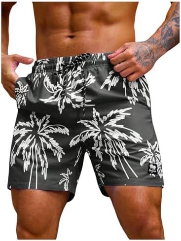 Verdusa Men's Drawstring Waist Swimwear Beach Shorts Swim Trunks with Pockets, L