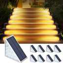8PK Solar Step Lights, Outdoor Decor Stair Lights Deck Light Waterproof IP67 Solar Lights for Deck, Yard, Patio, Garden, Walkways, Front Door, Pathway, Driveway, Porch (Warm White)