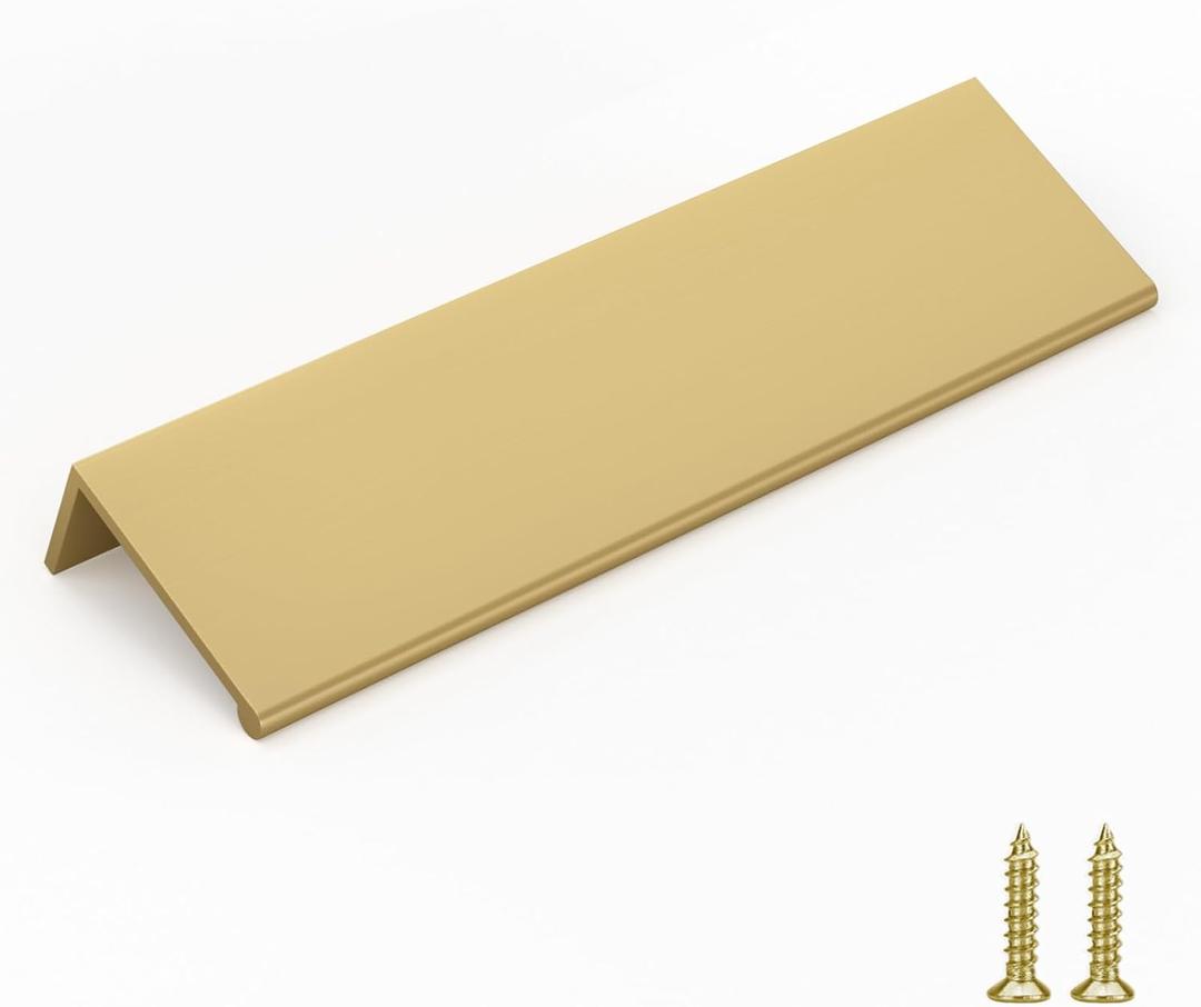 Goldenwarm 30 Pack Gold Finger Edge Pulls Drawer Finger Pulls Champagne Gold Kitchen Hardware Handles Bedroom Dresser Drawers,5in Hole Center