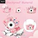 iMisH Upgrade 48M Kids Camera for Girls Boys Age 3-9, 1000mAh Large Battery with 1080p Video Camera for Kids - Shockproof Silicon Case and 32GB TF Card, Toddler Camera for Selfie (Pink)