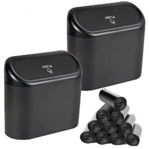 2 Packs Mini Car Trash Can Bin with Lid and 150pcs Trash Bags,Car Trash Can Bin,Car Garbage Trash Can Storage for Front Back Seat Accessories (2)