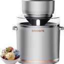 BRIOBITE 1.1 Quart Ice Cream Maker Electric Ice Cream Machine for Gelato, Milkshakes & Sorbet,Perfect for 2-3 Servings, Easy to Use & Clean,Silver