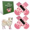 EXPAWLORER Anti Slip Dog Socks to Prevent Licking Paws, Dog Shoes for Hot Pavement, Dog Booties for Small Medium Large Senior Dogs, Traction Control Boots & Paw Protectors for Hardwood Floors Heart S