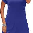 PLOKNRD Women's Casual Dress Summer Short Sleeve T-Shirt Dress Crew Neck Basic Dresses 2025 (XL, Royal Blue)