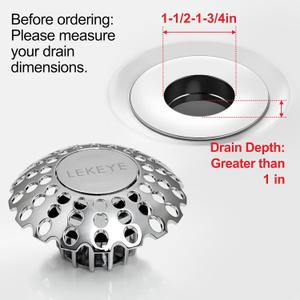 LEKEYE Tub Stopper | Shower Drain Hair Catcher | Bathroom Bathtub Plug | Pop Up Bathtub Drain Stopper for 1-1/2" to 1-3/4" Bath Drain Hole
