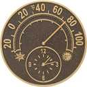 Whitehall Products 1288 Solstice Thermometer Clock, French Bronze