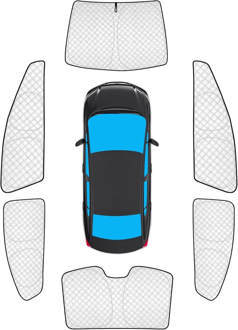 KMF 6pcs Thicken Sun Shades for Honda Civic Sedan 2012-2015 Accessories, Windshield Sunshade Full Car Window Covers for Side Rear, UV Block and Blackout Privacy for Camping Outdoor