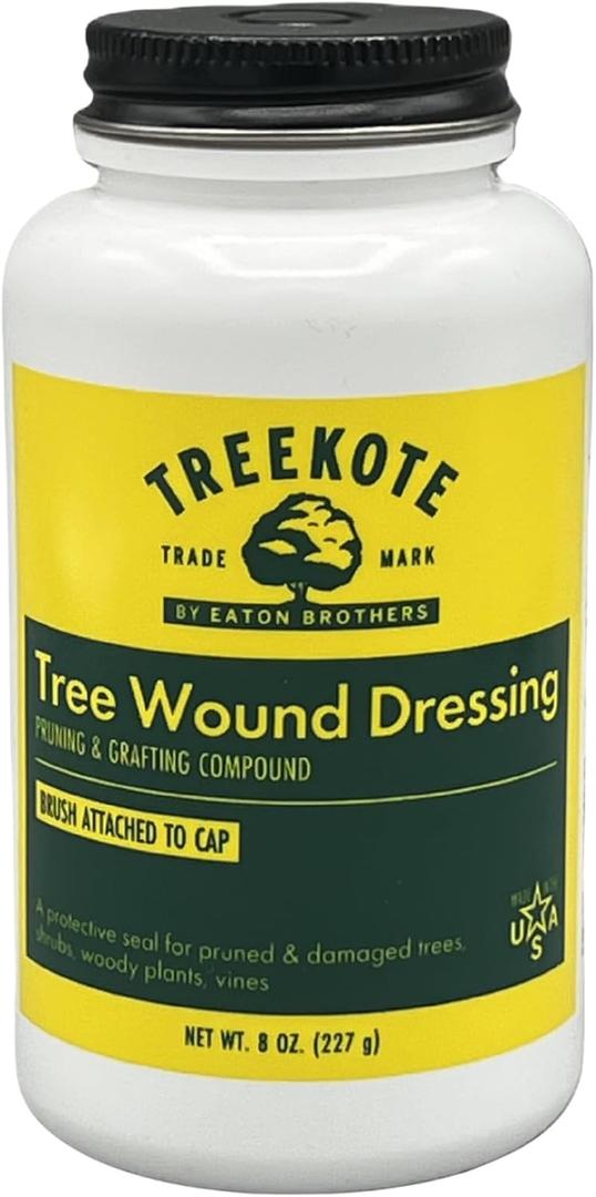 Treekote Wound Dressing Brushtop 8 OZ for Trees and Shrubs - Healing Paste and Tree Wound Sealer - Pruning Sealer, Grafting Compound - Bonsai Cut Paste and Sealant for Effective Tree Wound Repair