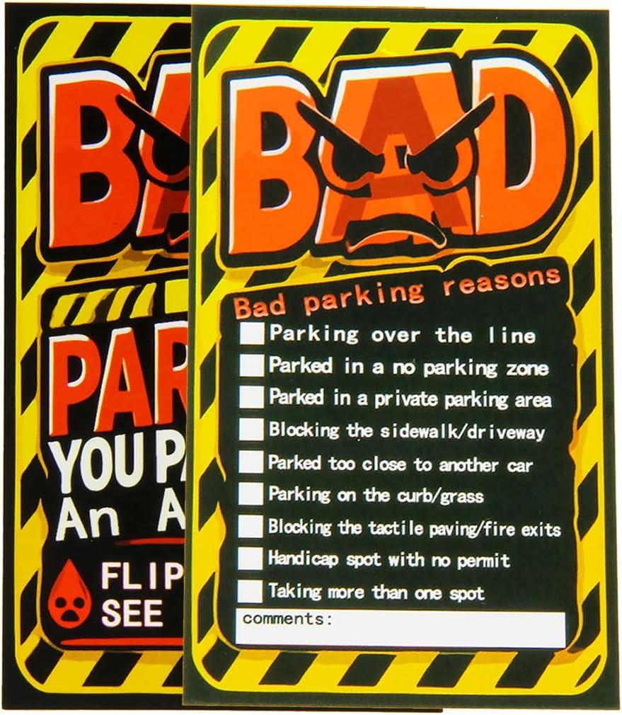 Bad Parking Cards,Pack of 100 Cards,Funny Parking Violation Notes with Hilarious Multi-Violation Reasons, Perfect Gag Gifts for Awful Drivers, Pranking Inconsiderate Parkers